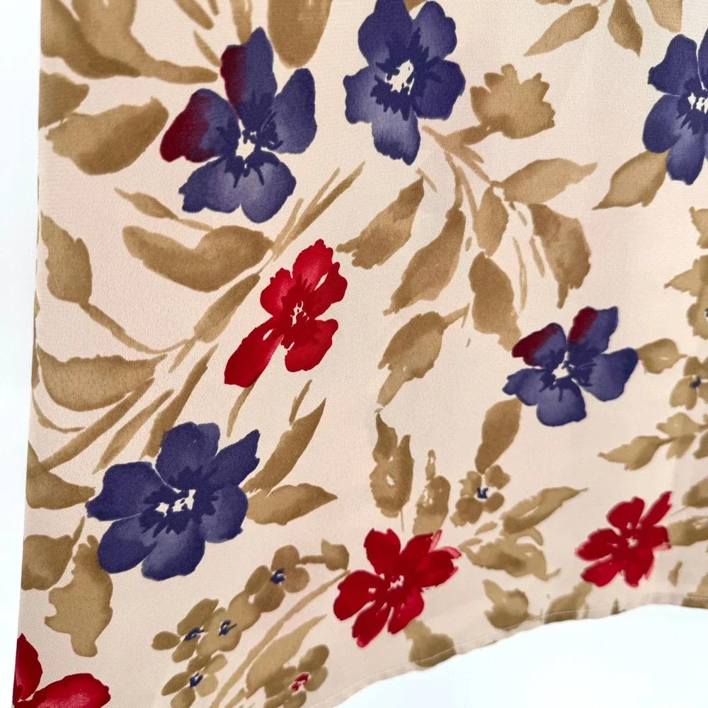 Sag‎ Harbor Petite Vintage Floral Midi Skirt Tan/Red/Purple Womens MP
